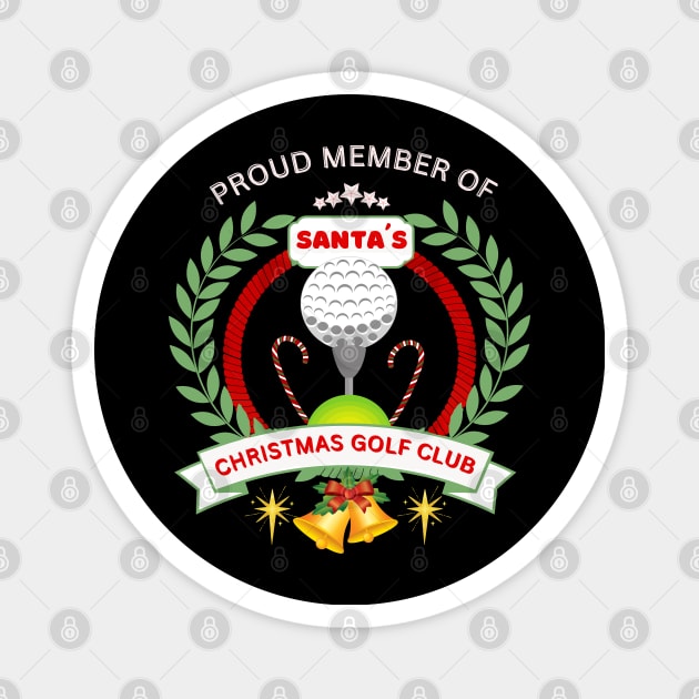 Christmas gift ideas, Santa´s Golf Club. White text. Magnet by Papilio Art